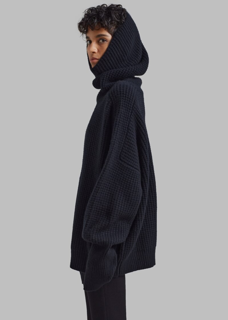 Wool Hooded Turtleneck - Black - Image 4