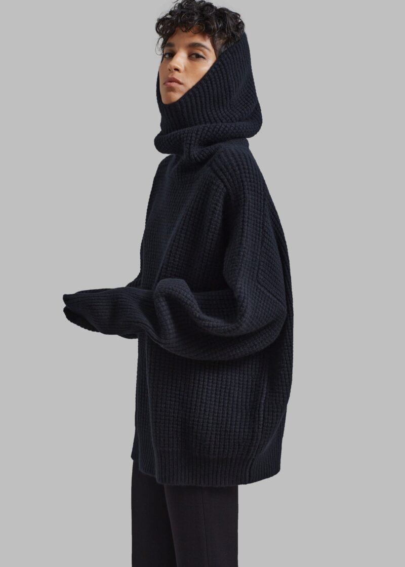 Wool Hooded Turtleneck - Black - Image 7