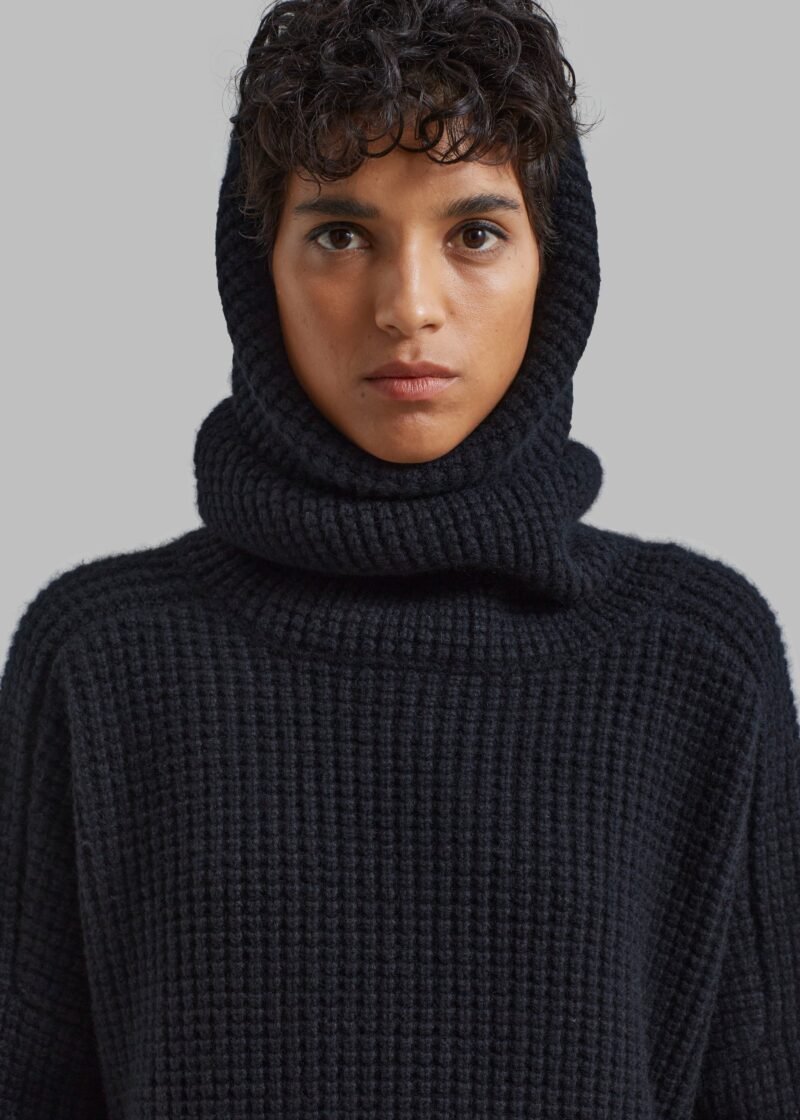 Wool Hooded Turtleneck - Black - Image 3