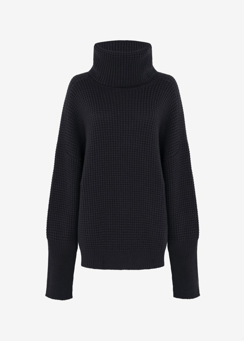 Wool Hooded Turtleneck - Black - Image 10