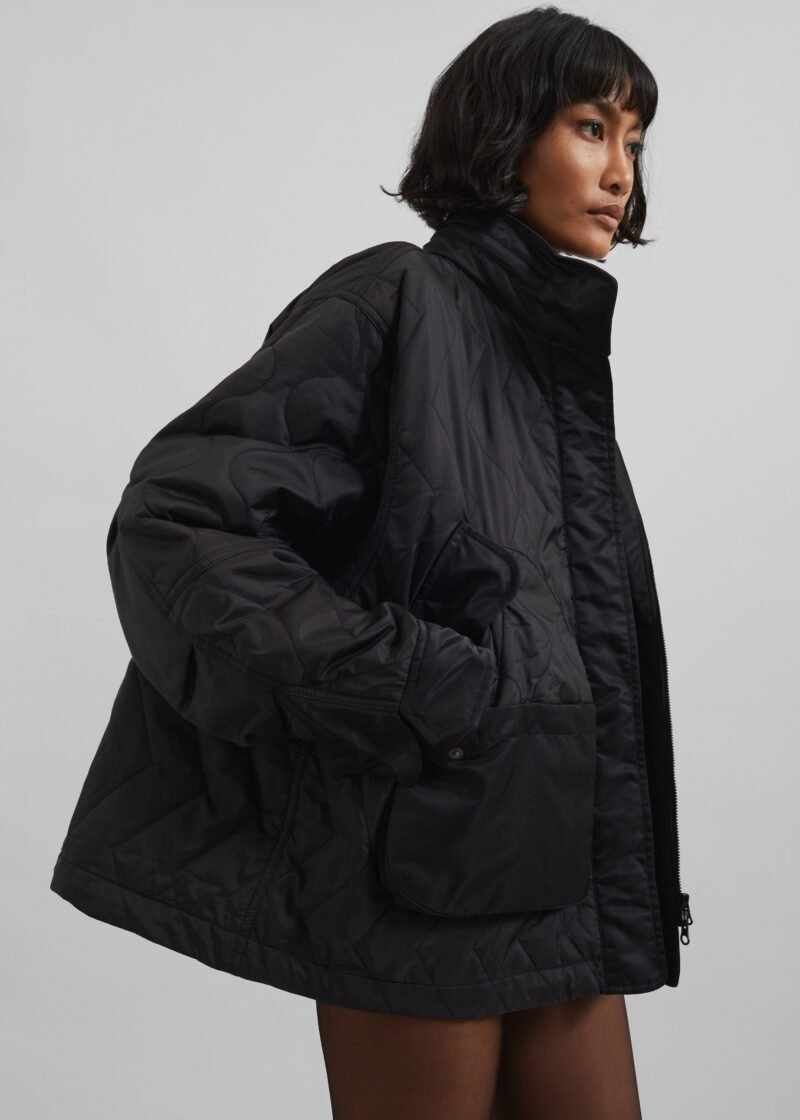 Quilted Jacket - Black - Image 3