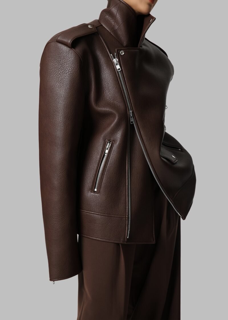 Oversized Biker Jacket - Brown - Image 4