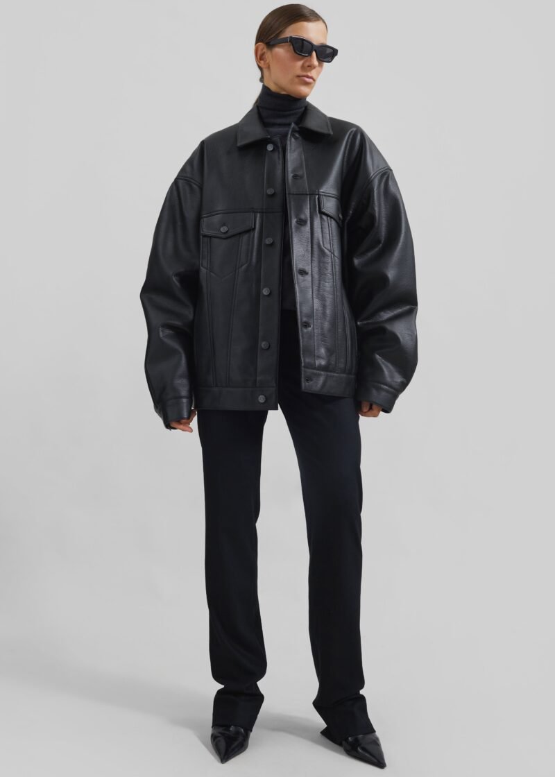 Faux Leather Jacket - Black - Image 3
