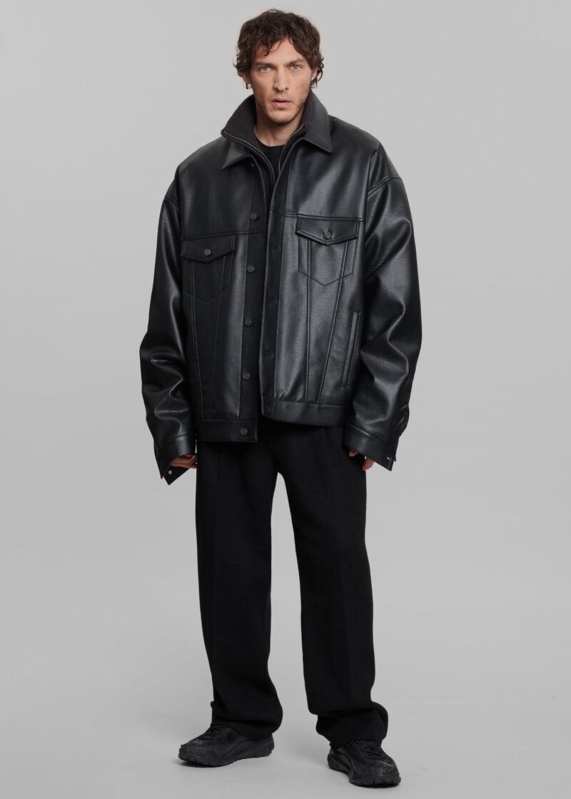 Faux Leather Jacket - Black - Image 8