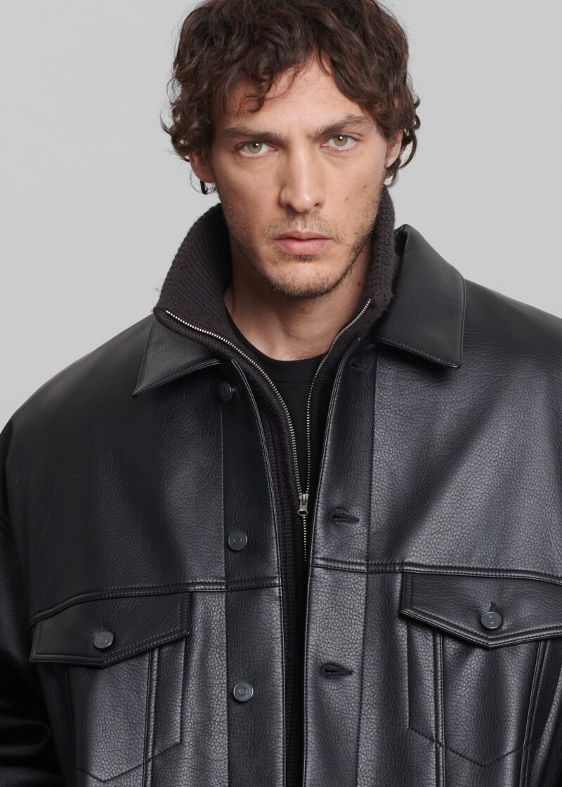 Faux Leather Jacket - Black - Image 12
