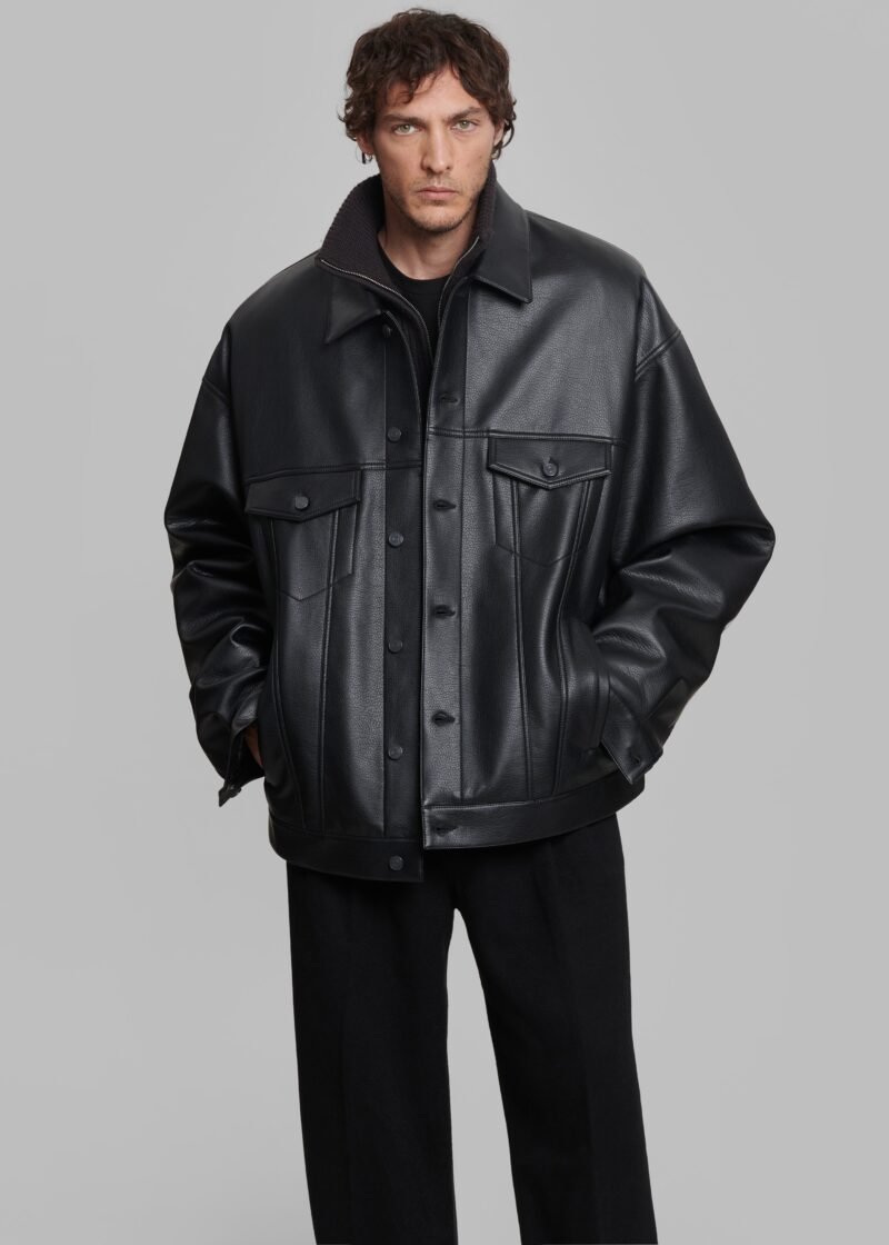 Faux Leather Jacket - Black - Image 14