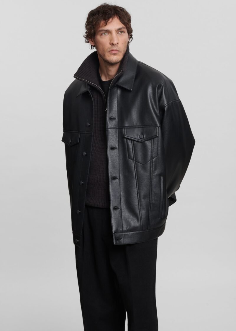 Faux Leather Jacket - Black - Image 13