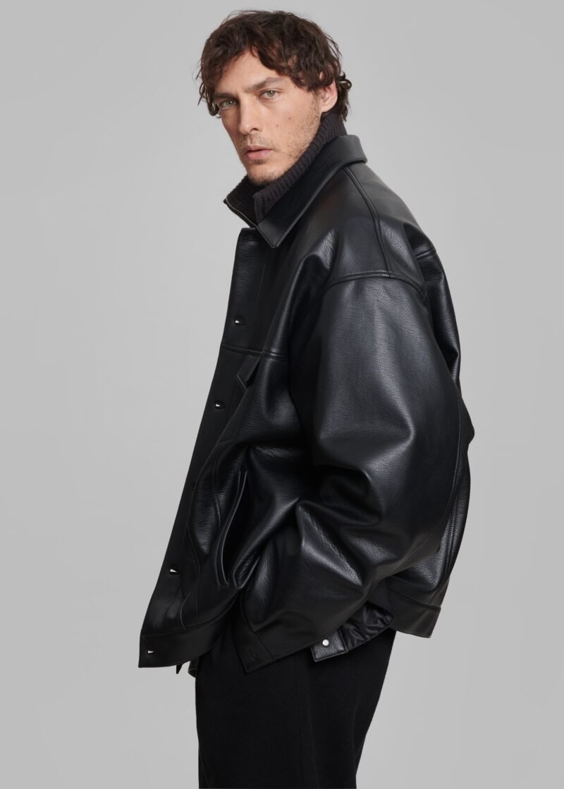 Faux Leather Jacket - Black - Image 11