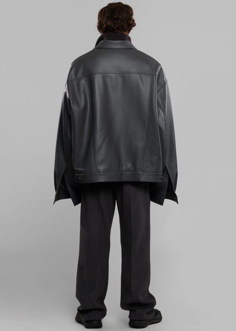 Faux Leather Jacket - Dark Grey - Image 13