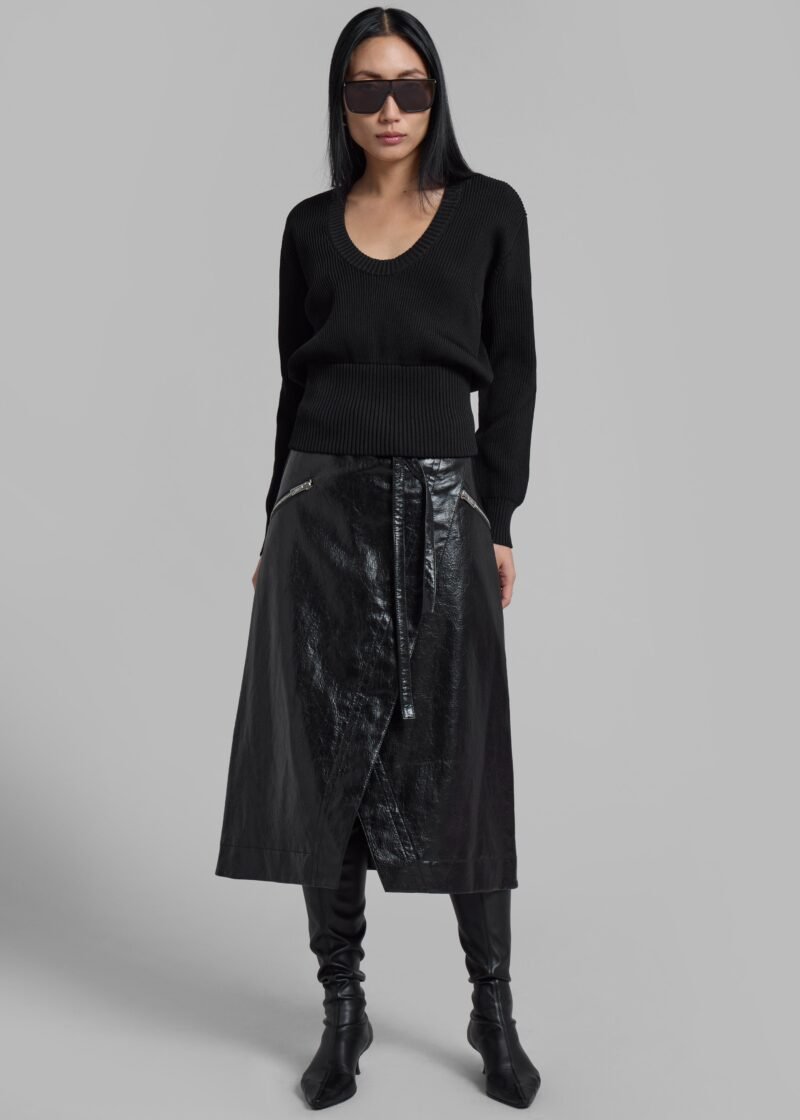 Knitted Long Sleeved Top - Black - Image 3
