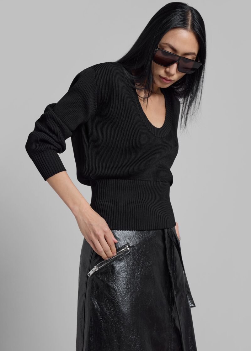 Knitted Long Sleeved Top - Black - Image 2