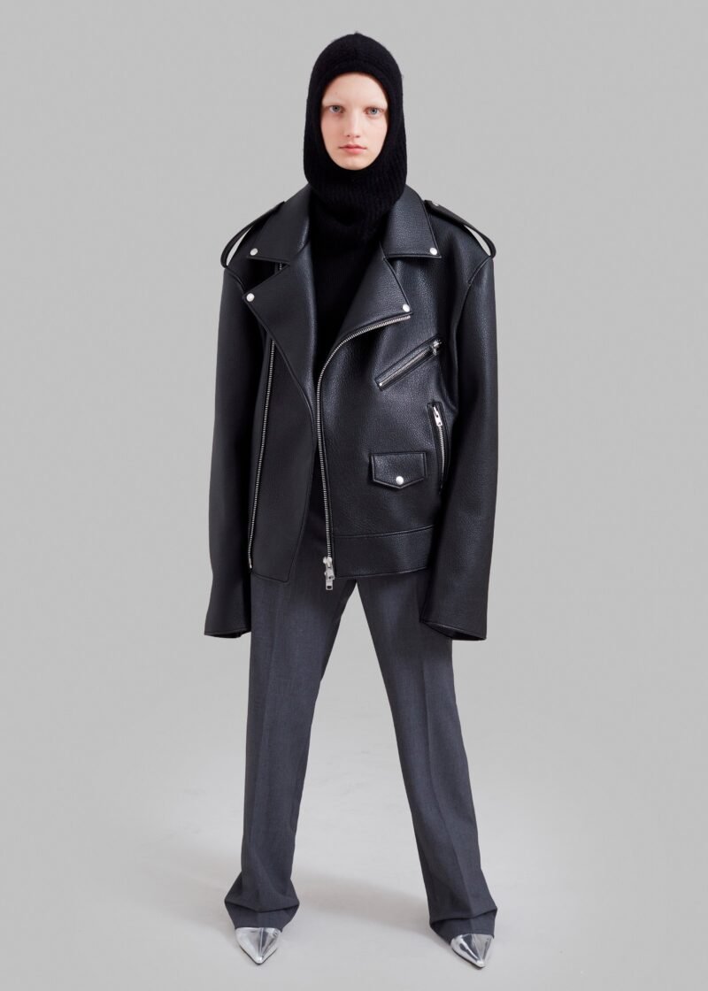 Oversized Biker Jacket - Black - Image 10