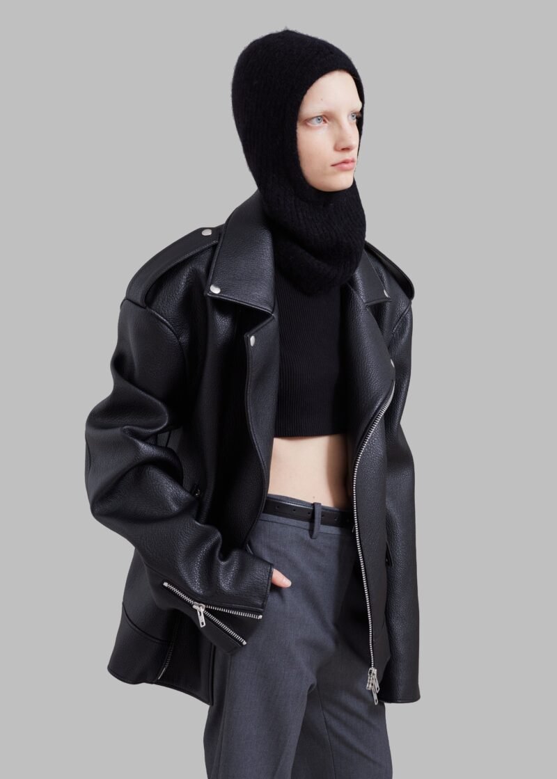 Oversized Biker Jacket - Black - Image 8
