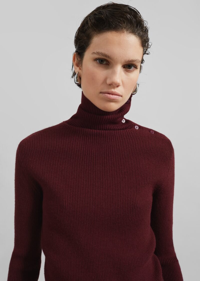 Turtleneck Sweater - Burgundy - Image 6