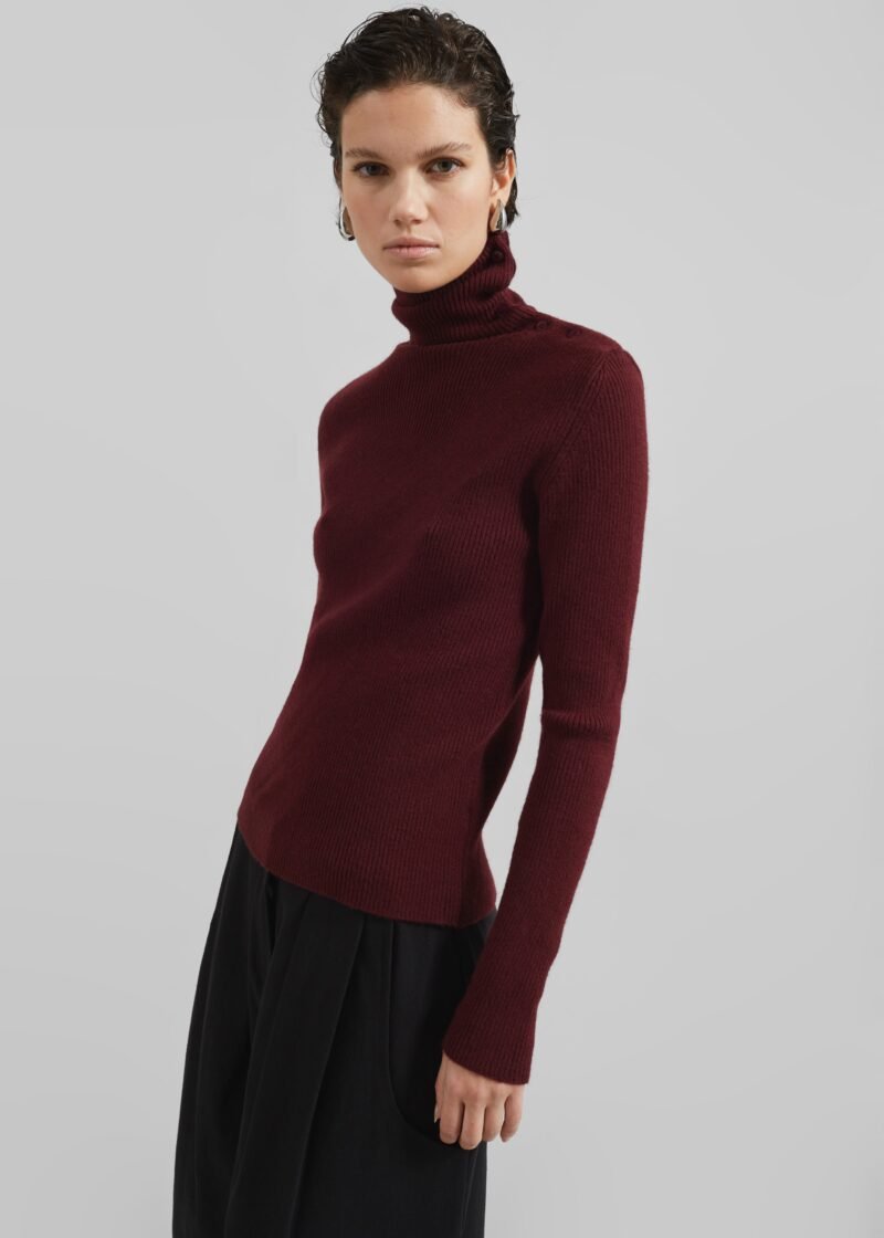Turtleneck Sweater - Burgundy - Image 5