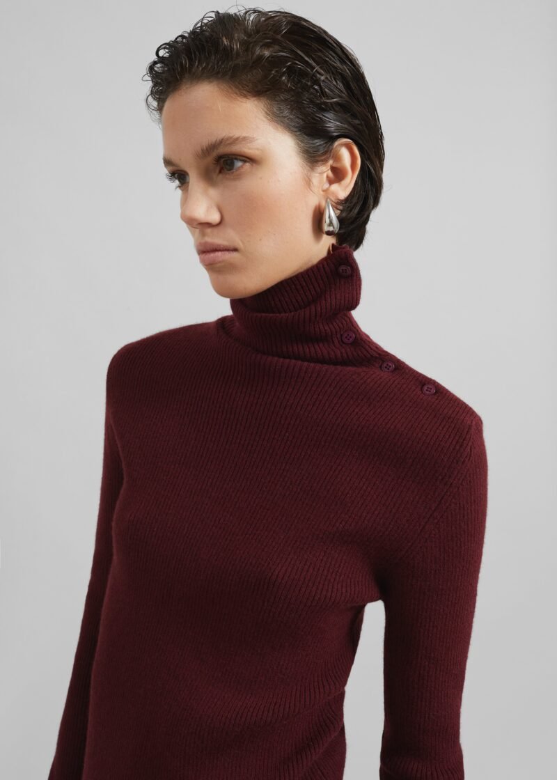 Turtleneck Sweater - Burgundy - Image 2