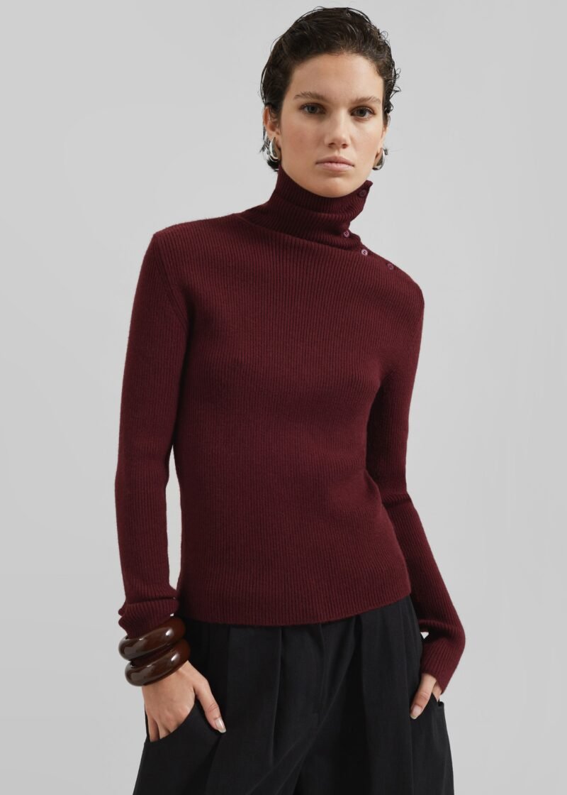 Turtleneck Sweater - Burgundy - Image 3
