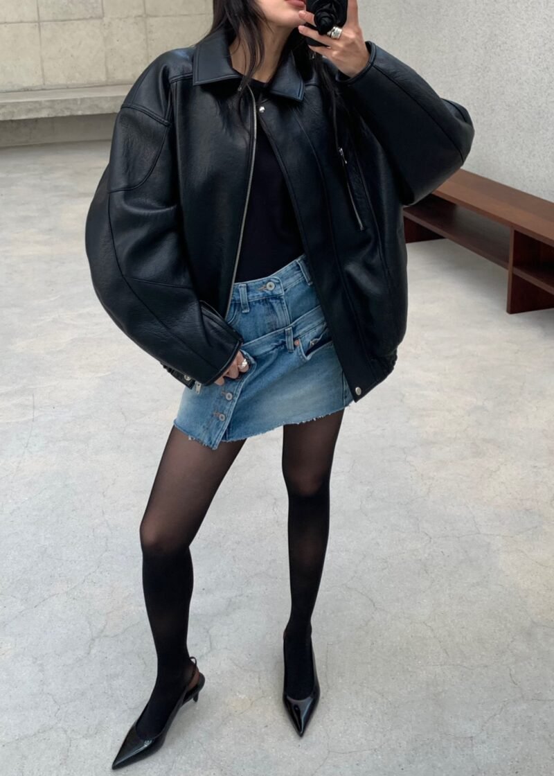 Faux Leather Jacket - Black