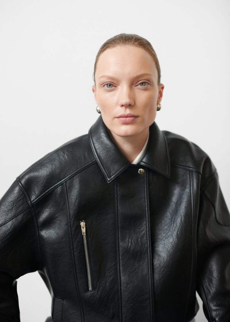 Faux Leather Jacket - Black - Image 9