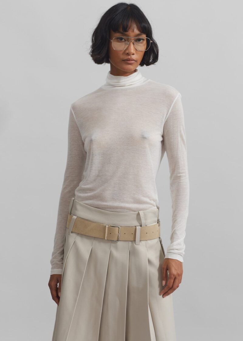 Sheer Turtleneck - White - Image 9