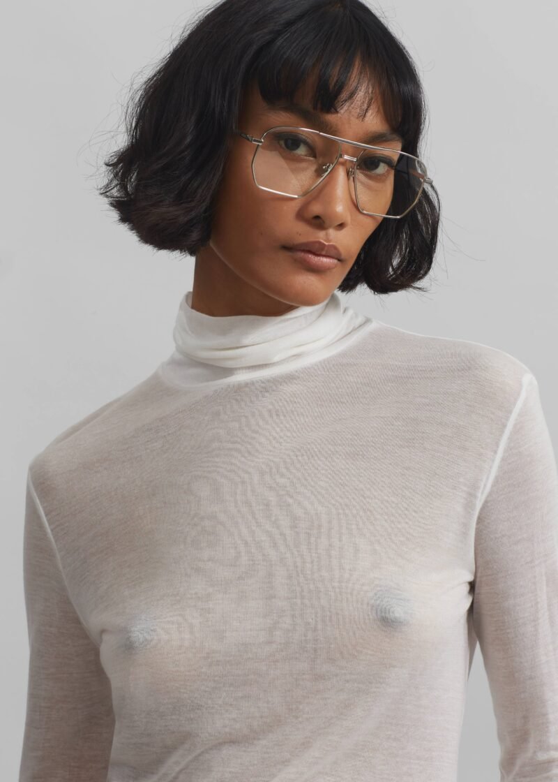 Sheer Turtleneck - White - Image 10