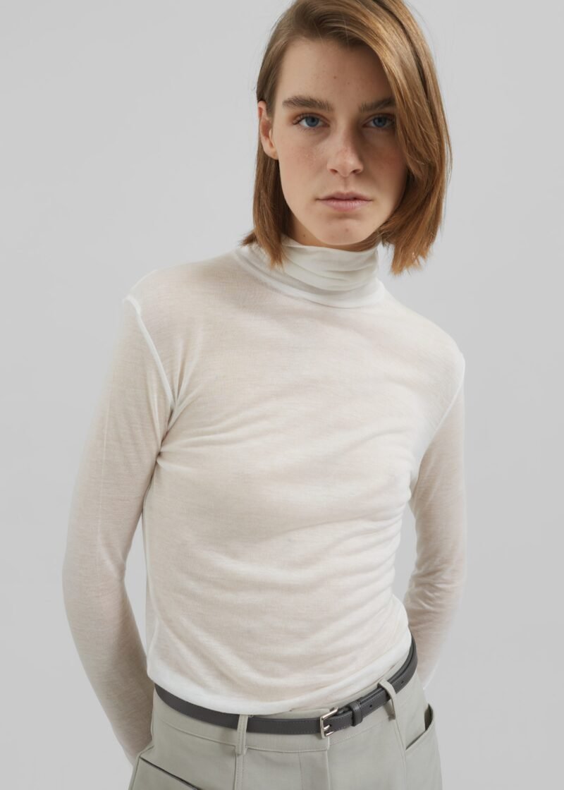 Sheer Turtleneck - White