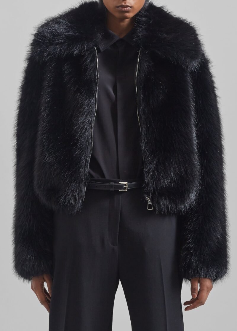 Faux Fur Jacket - Black - Image 6