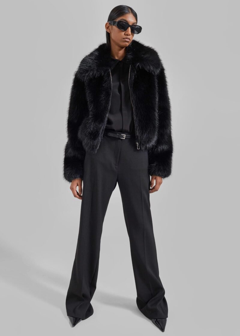 Faux Fur Jacket - Black - Image 7