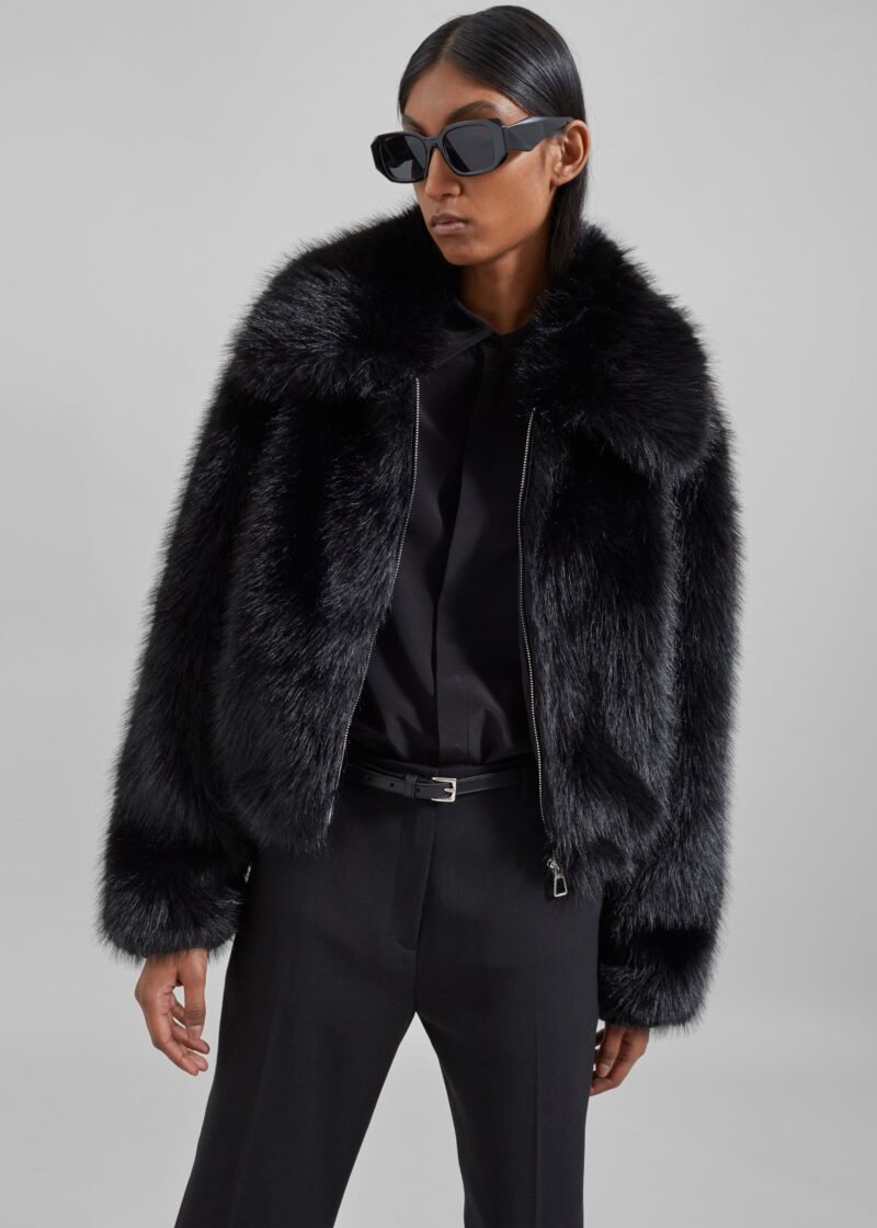 Faux Fur Jacket - Black - Image 3