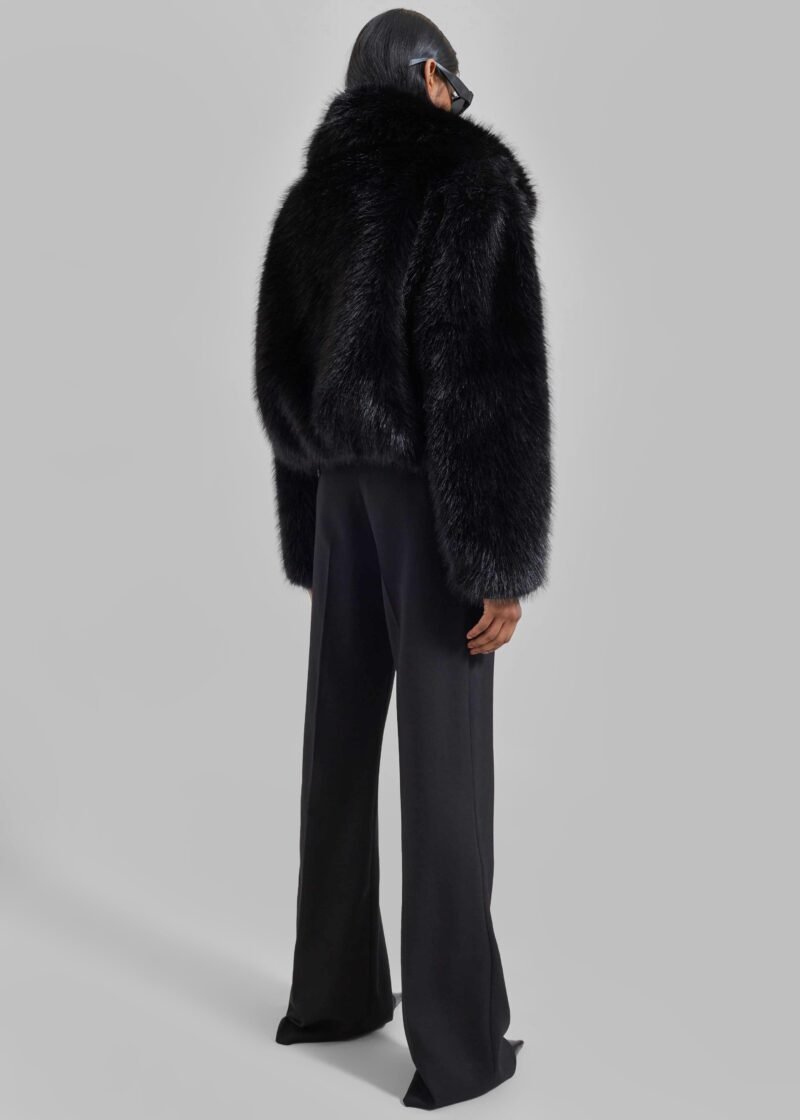 Faux Fur Jacket - Black - Image 8