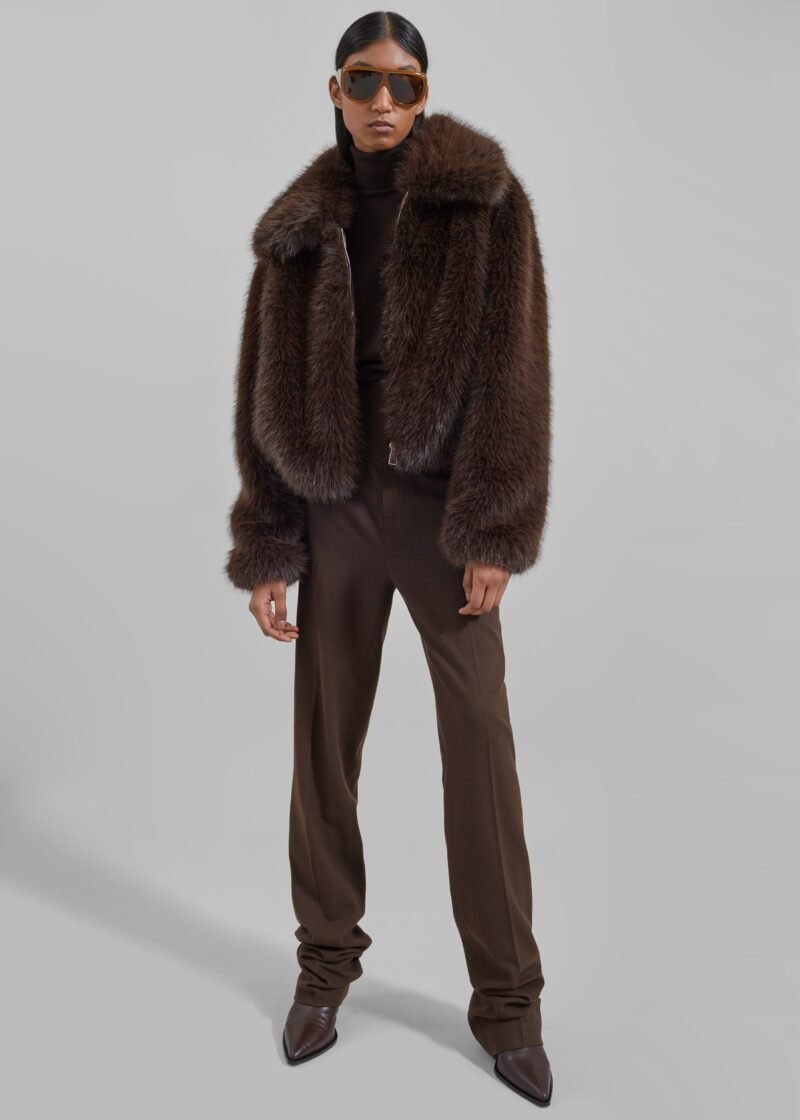 Faux Fur Jacket - Brown - Image 6
