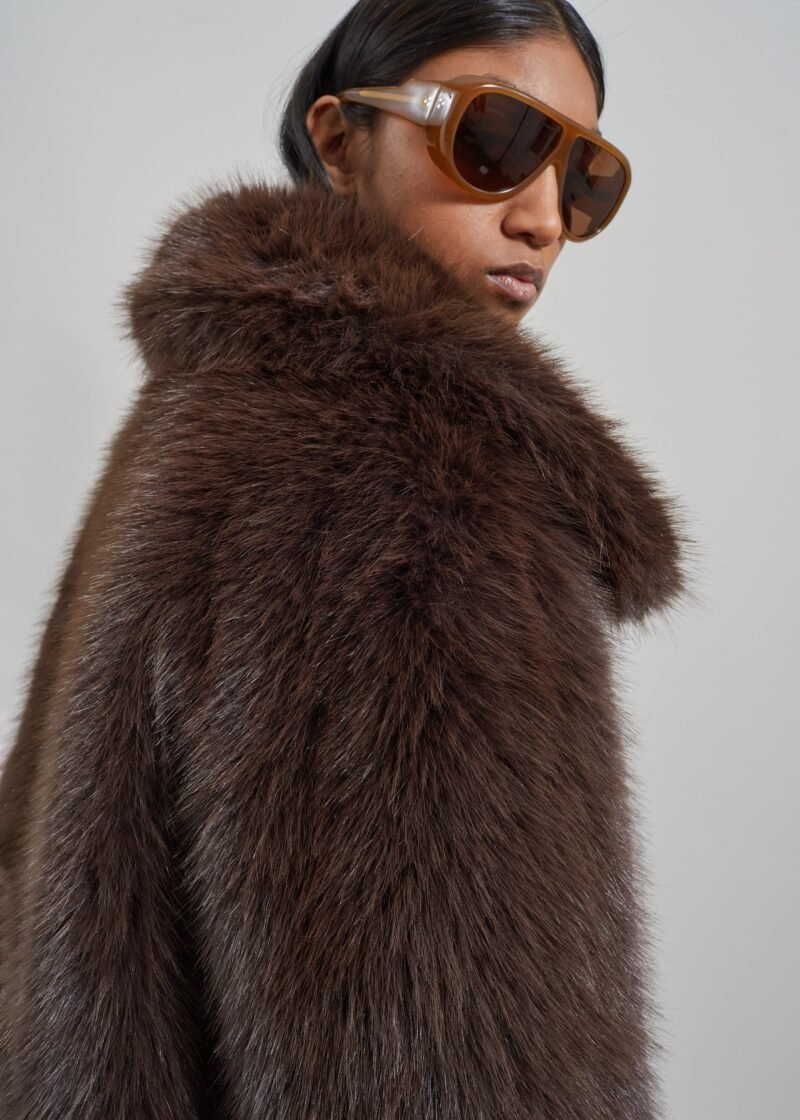 Faux Fur Jacket - Brown - Image 9