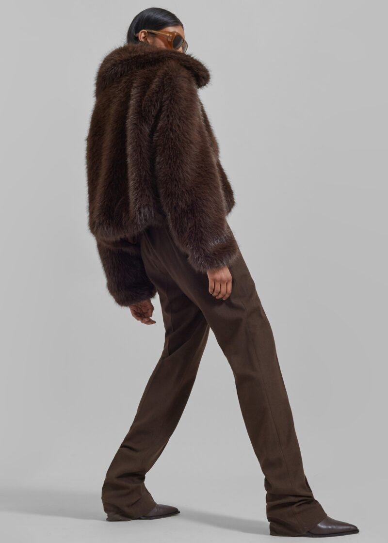 Faux Fur Jacket - Brown - Image 4