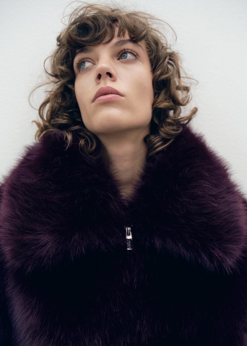 Faux Fur Jacket - Plum - Image 9