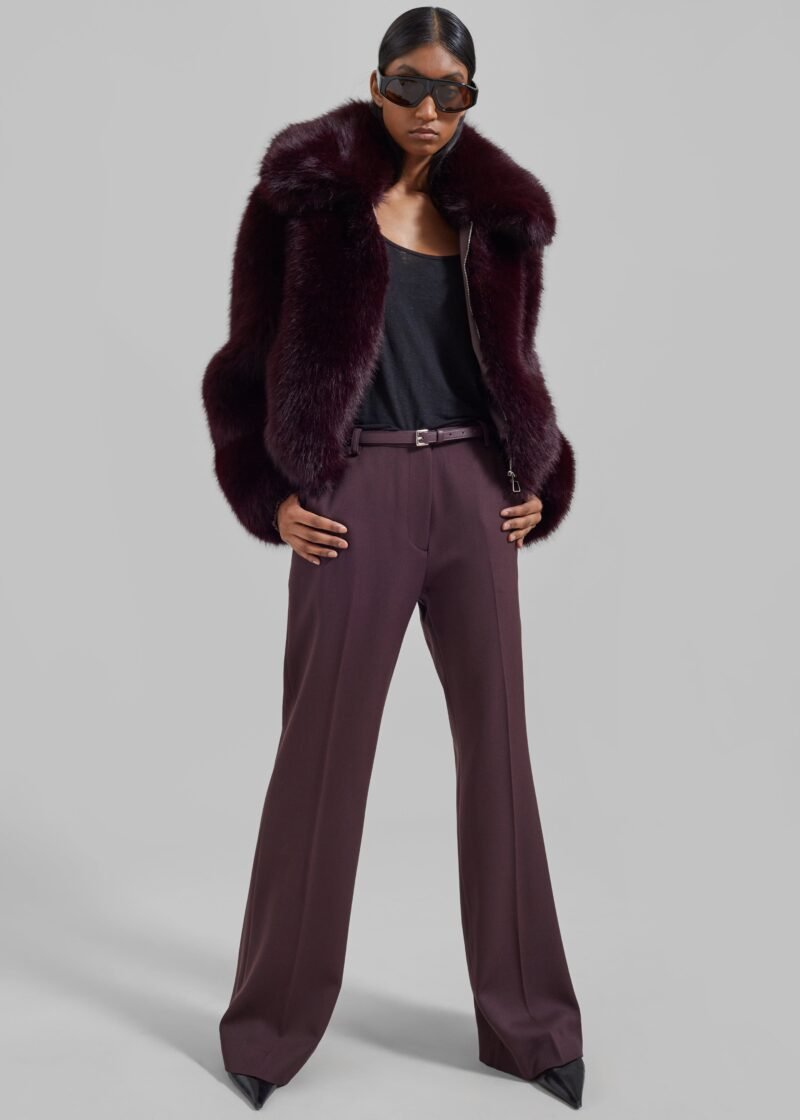 Faux Fur Jacket - Plum - Image 4