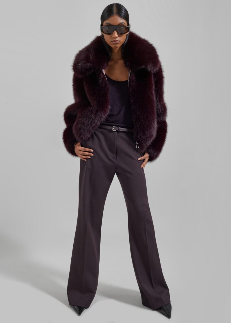 Faux Fur Jacket - Plum