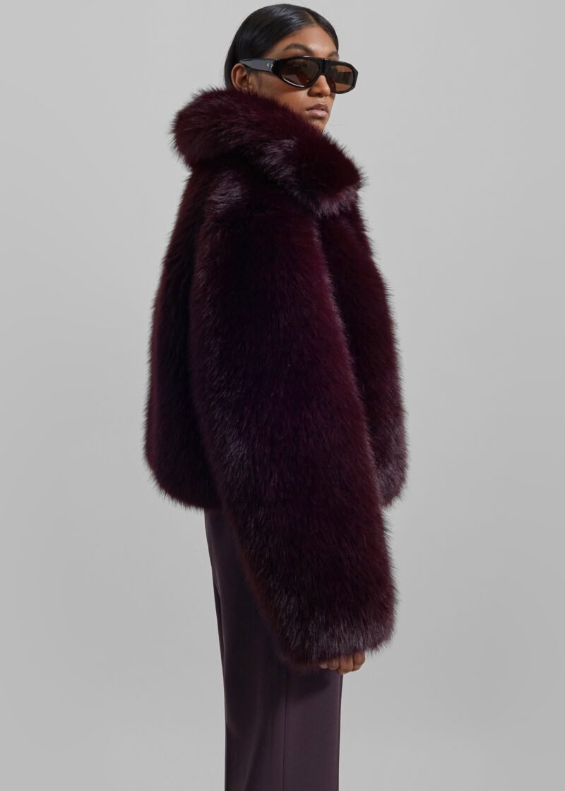 Faux Fur Jacket - Plum - Image 6