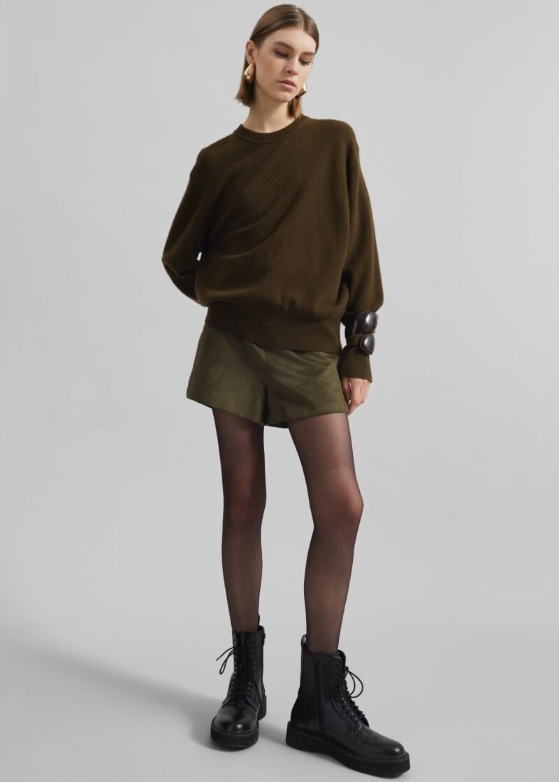 Wool Crewneck Sweater - Khaki - Image 5