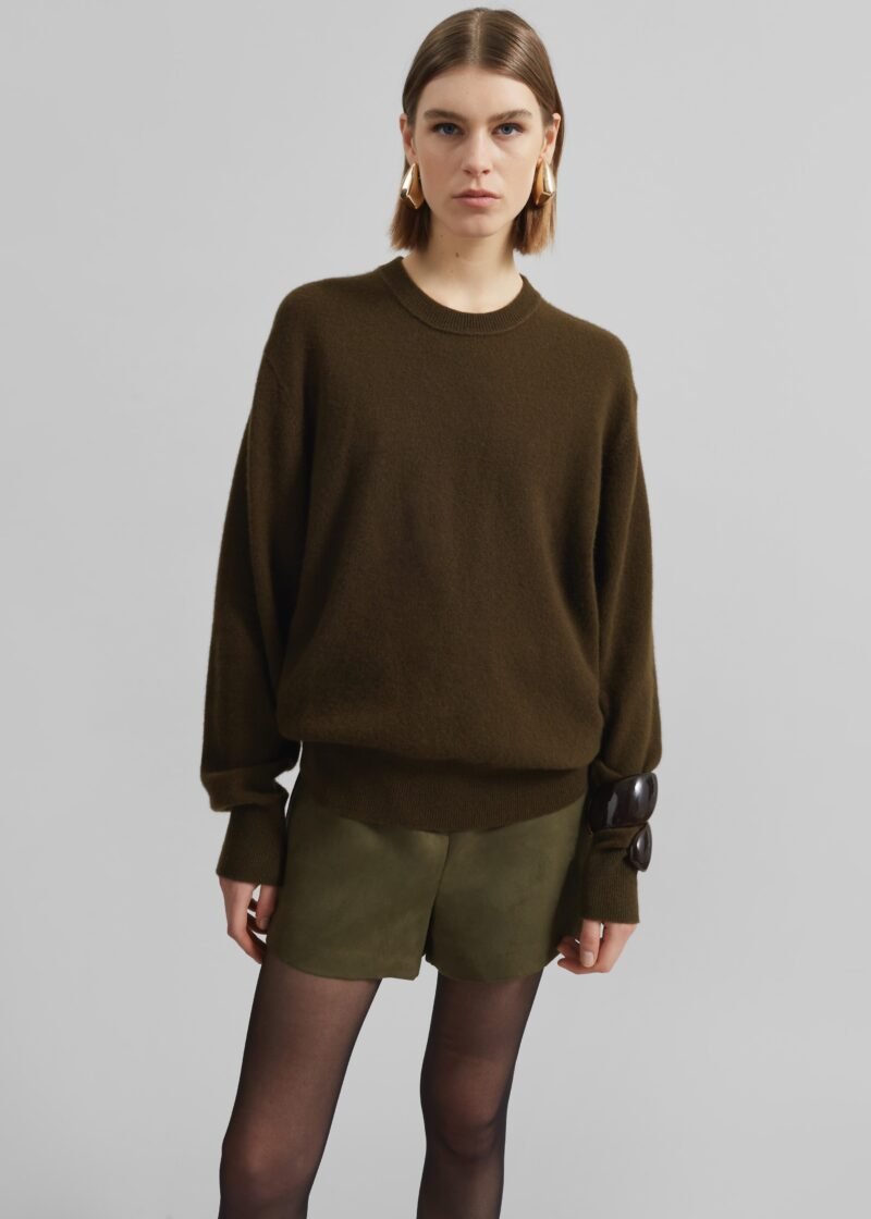 Wool Crewneck Sweater - Khaki - Image 3