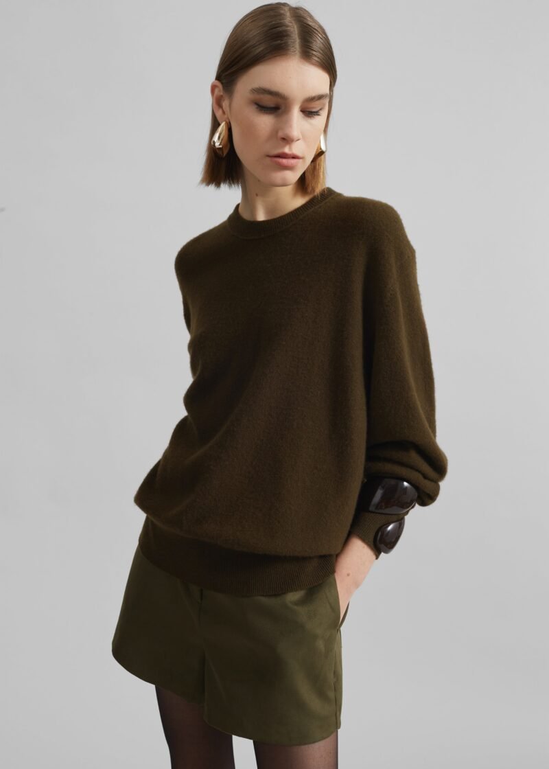 Wool Crewneck Sweater - Khaki