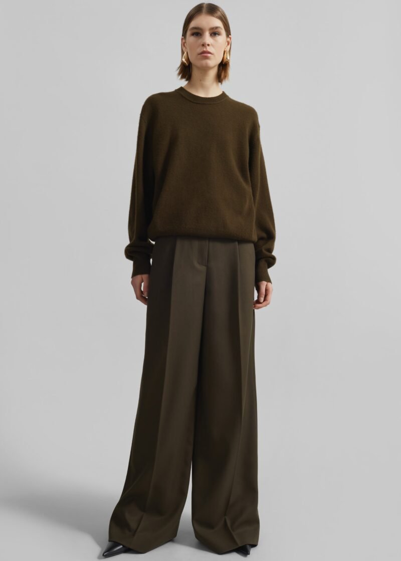 Wool Crewneck Sweater - Khaki - Image 2