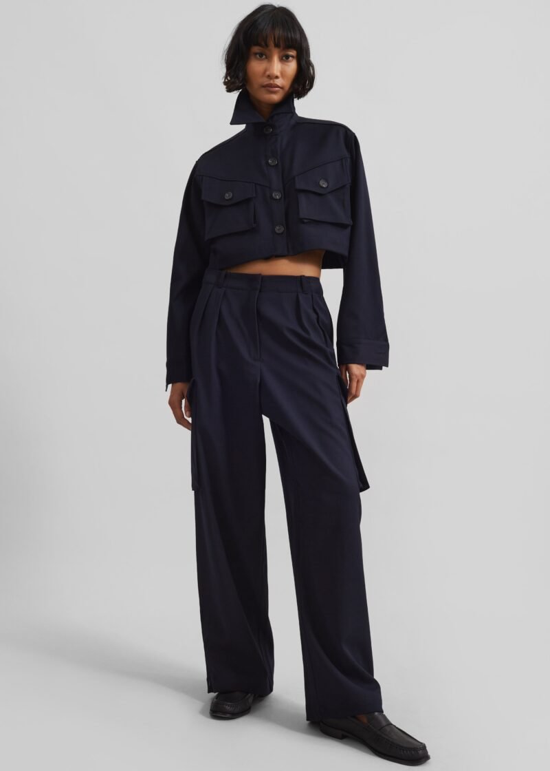 Cropped Jacket - Navy - Image 3