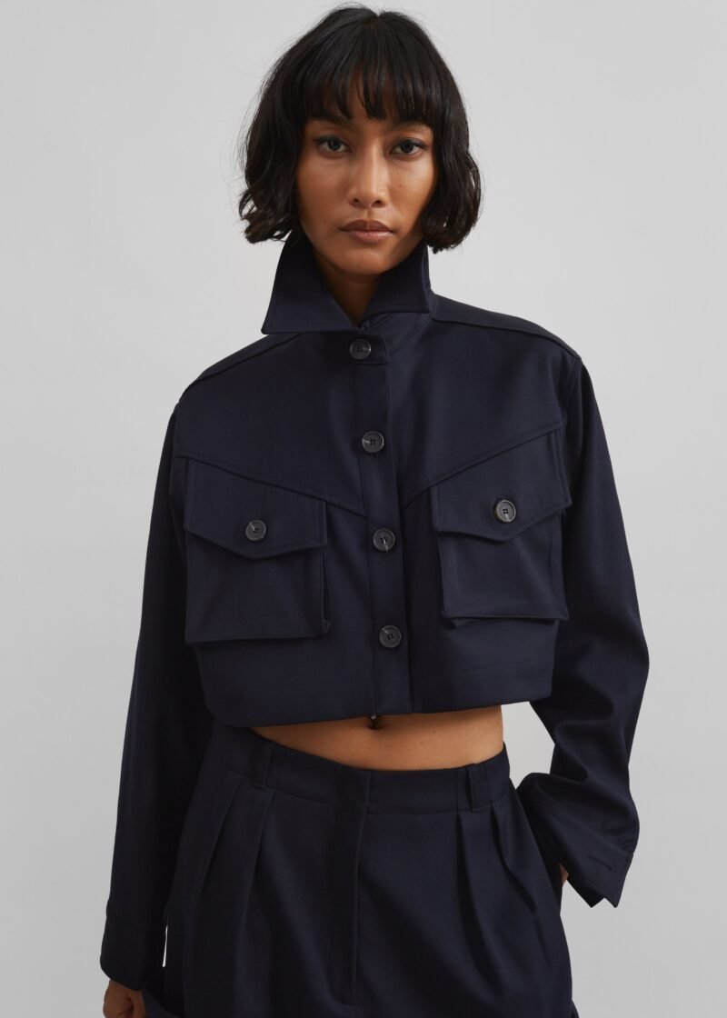 Cropped Jacket - Navy - Image 2