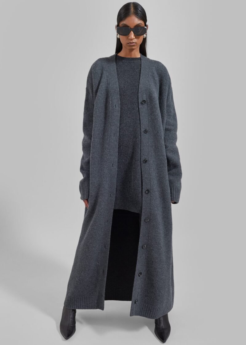Knit Sweater Dress - Dark Grey Melange - Image 4