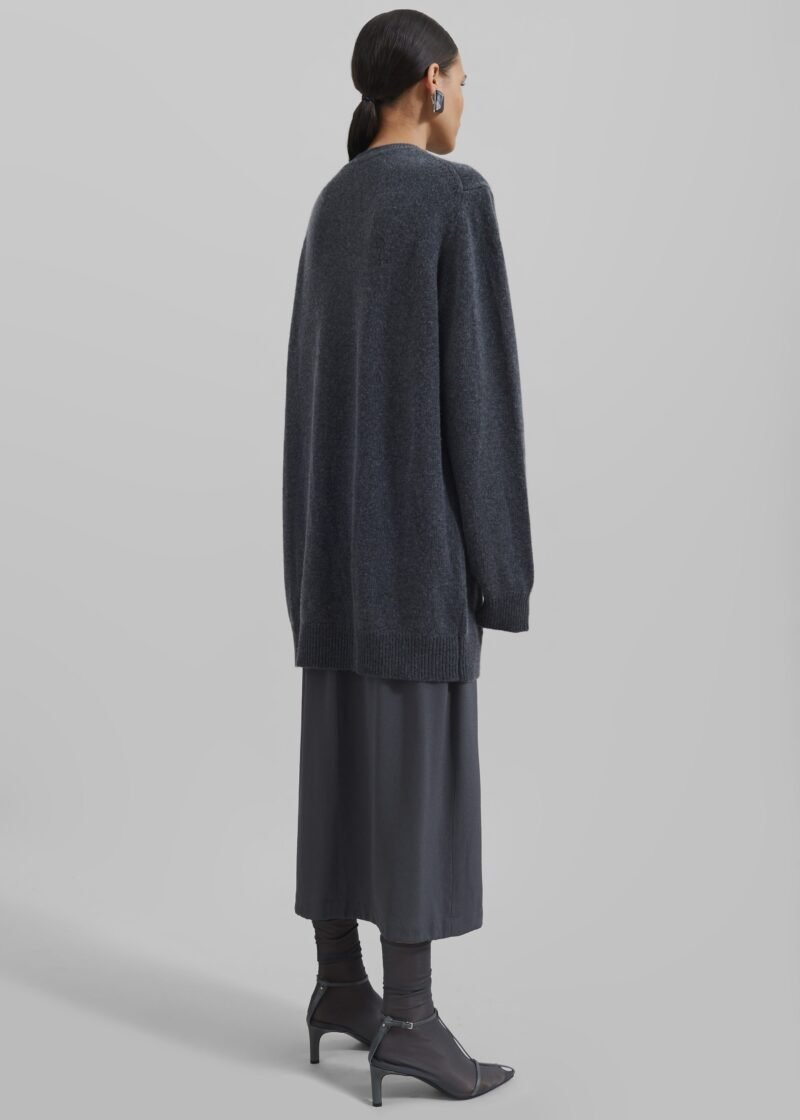 Knit Sweater Dress - Dark Grey Melange - Image 9