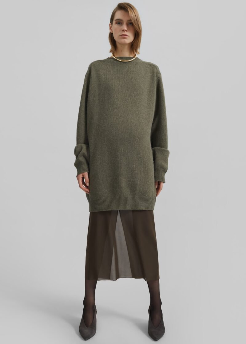 Knit Sweater Dress - Khaki - Image 4