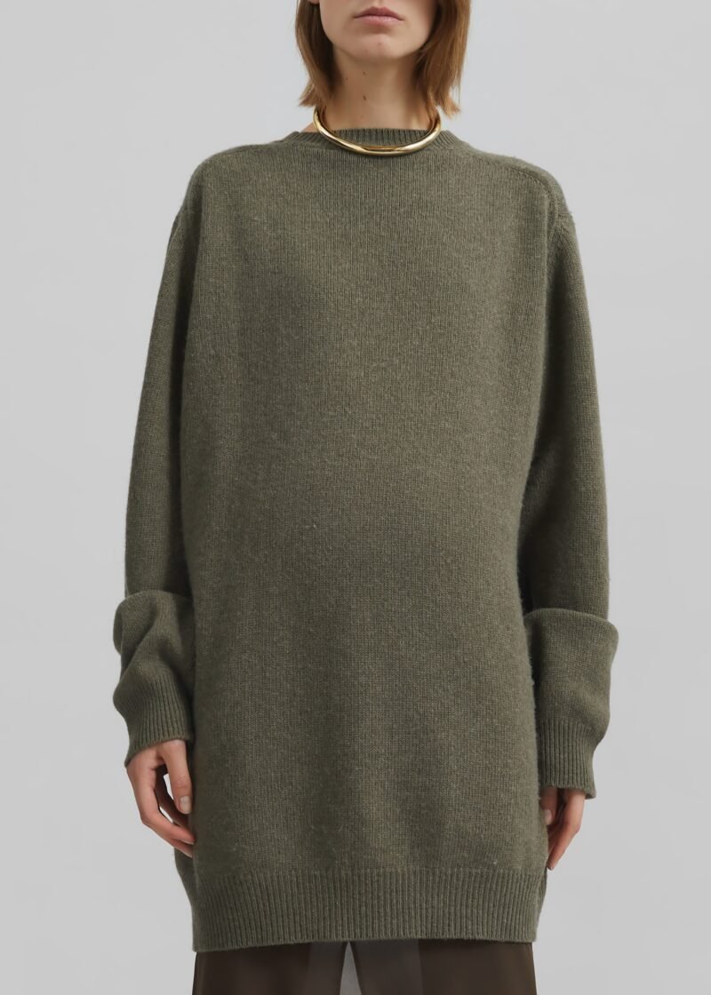 Knit Sweater Dress - Khaki - Image 3