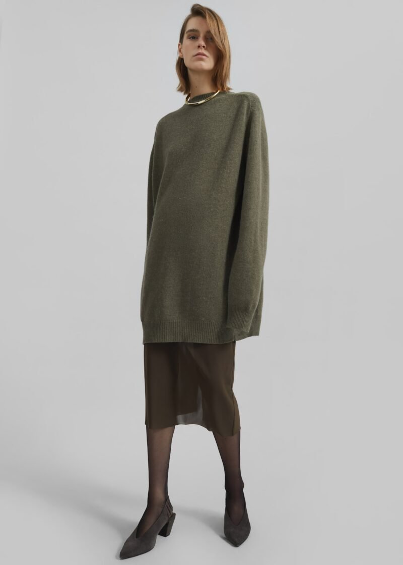 Knit Sweater Dress - Khaki