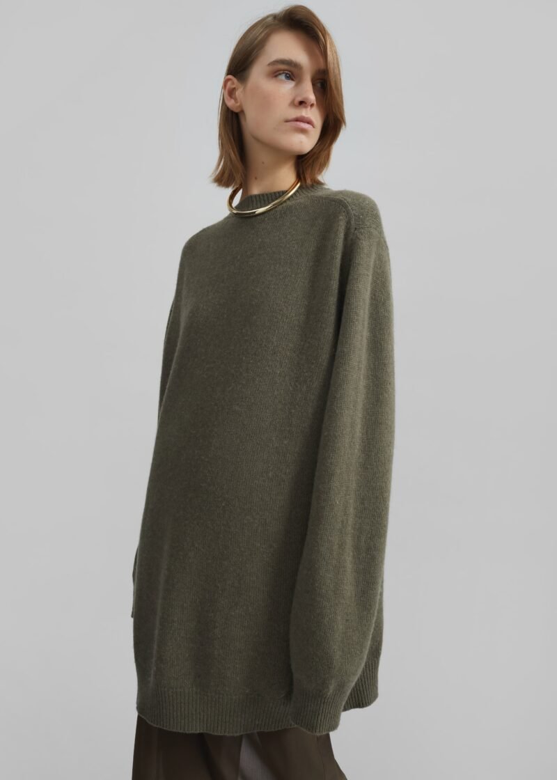 Knit Sweater Dress - Khaki - Image 5