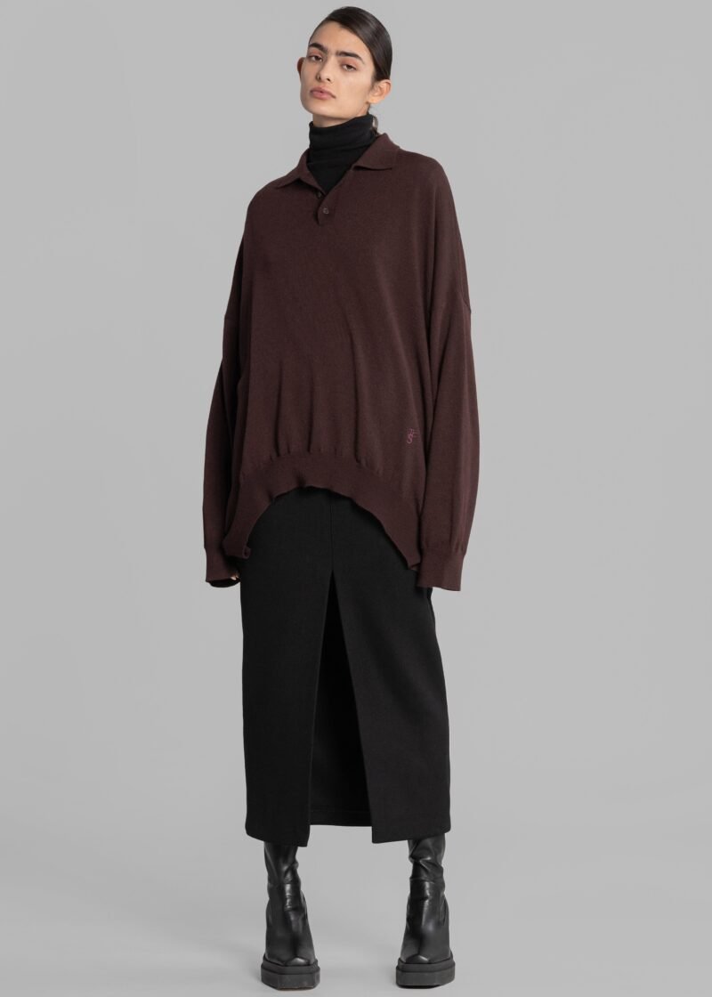 Wool Polo Sweater - Chocolate Plum - Image 7